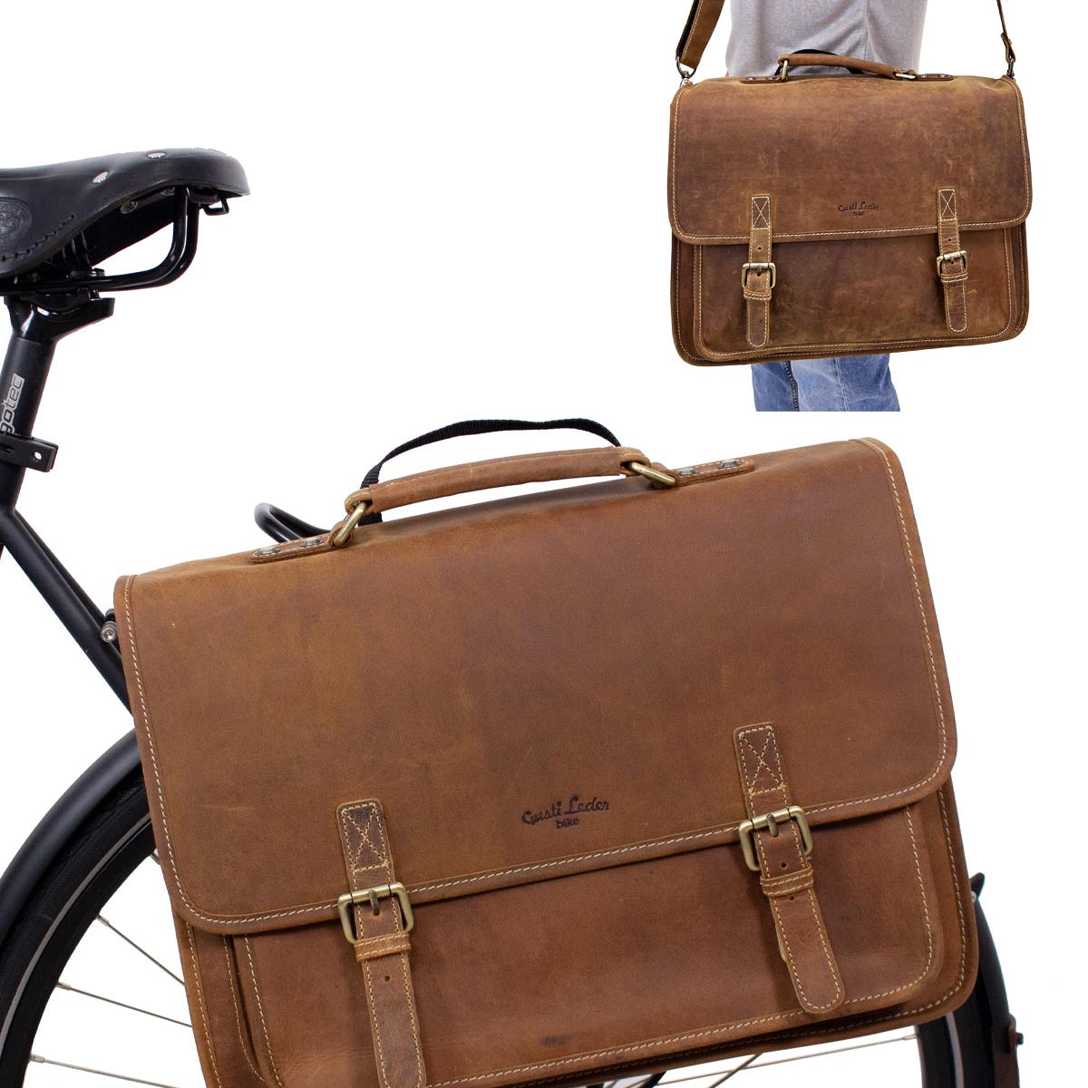 Leather bicycle bag 