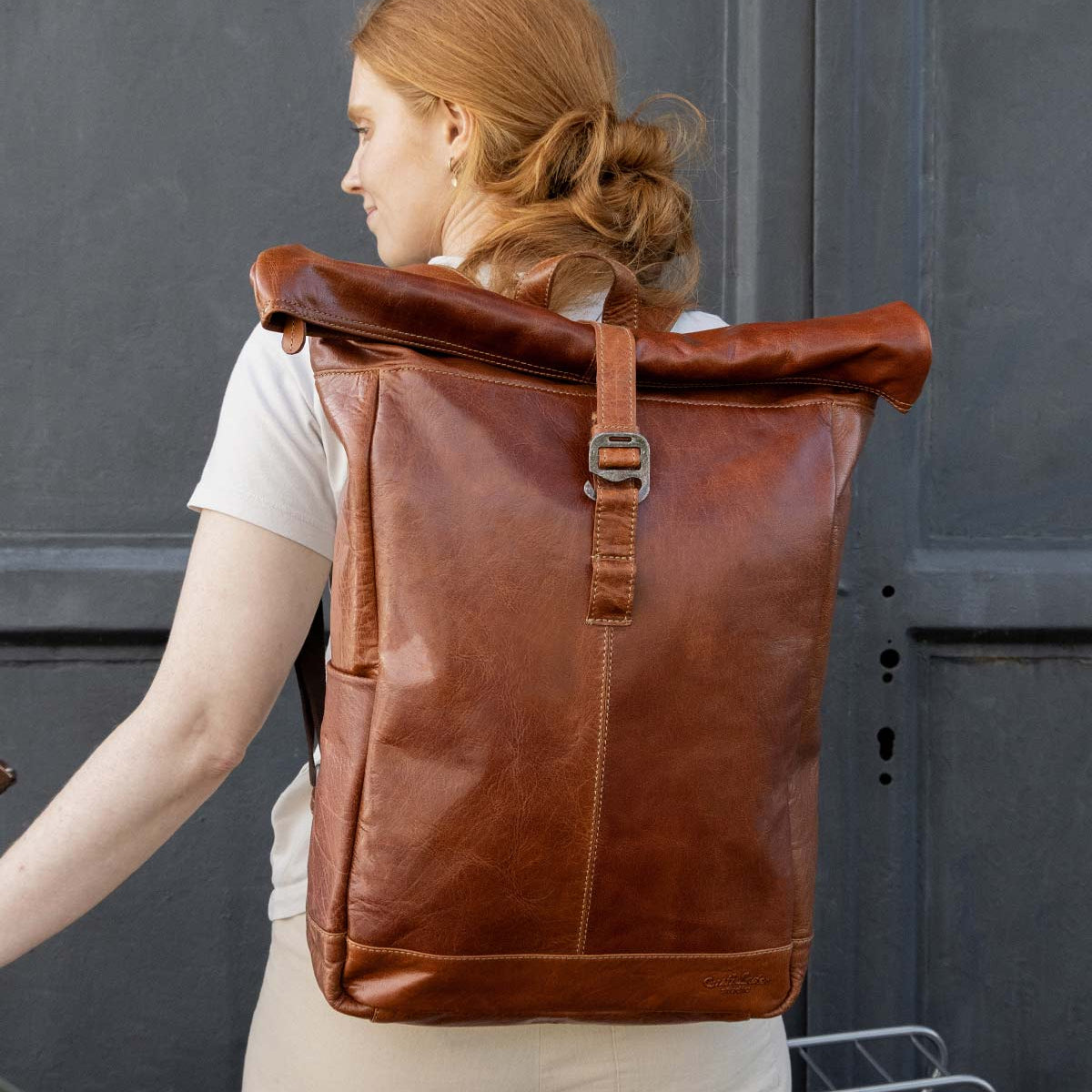 Bayside Italian Leather Large Soft Brown Leather Turnlock 