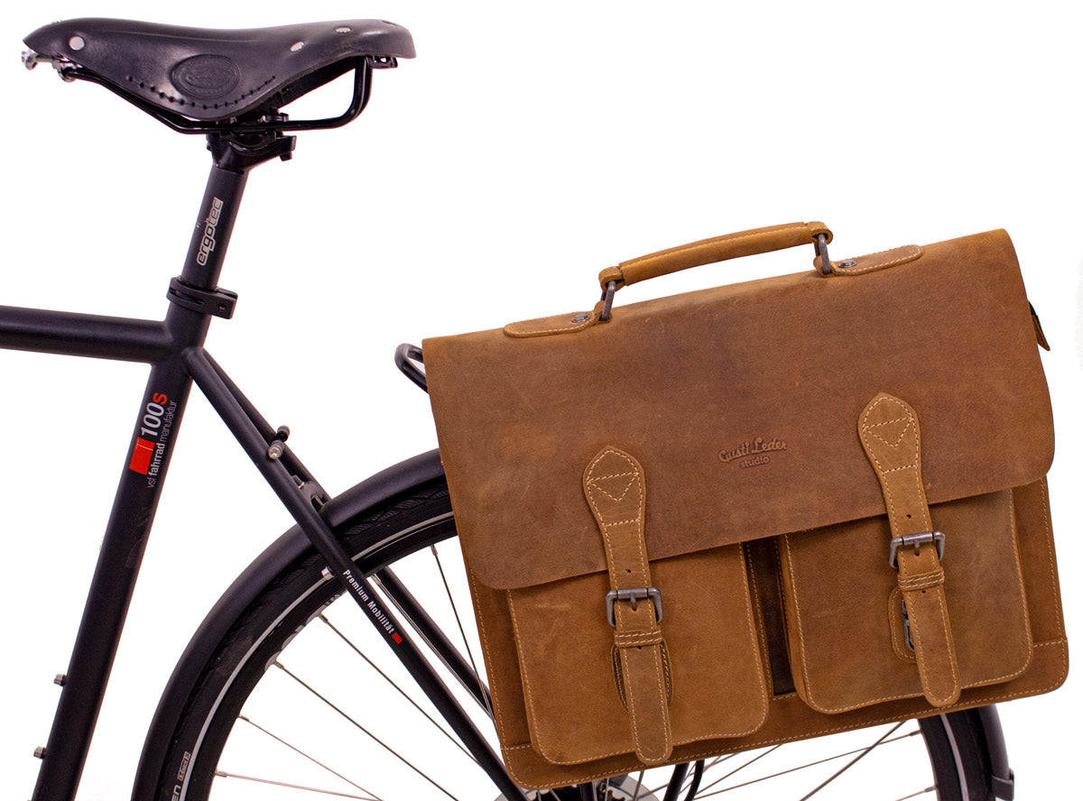gusti leder fahrradtasche Gusti Leather Brown Vintage Leather Bicycle Satchel Bag with Waterproof Padding and Ortlieb-Adapter