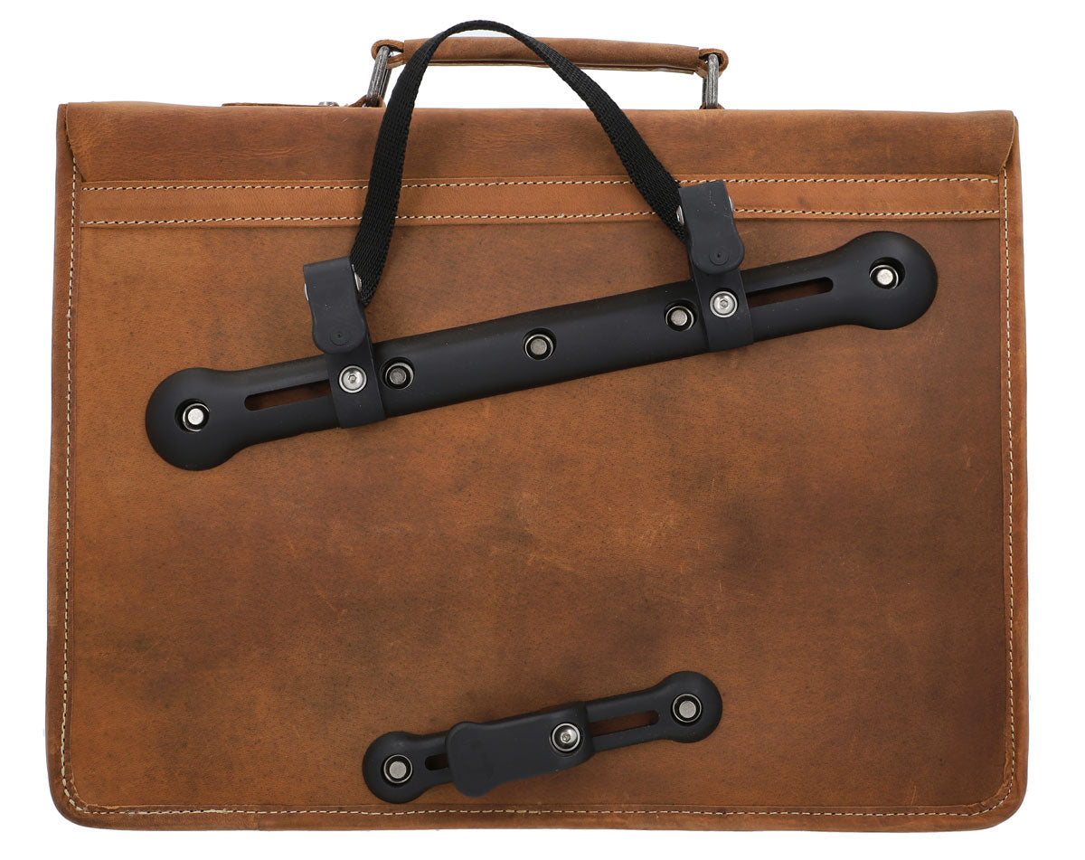 gusti fahrradtasche Gusti Leather Brown Vintage Leather Bicycle Satchel Bag with Waterproof Padding and Ortlieb-Adapter