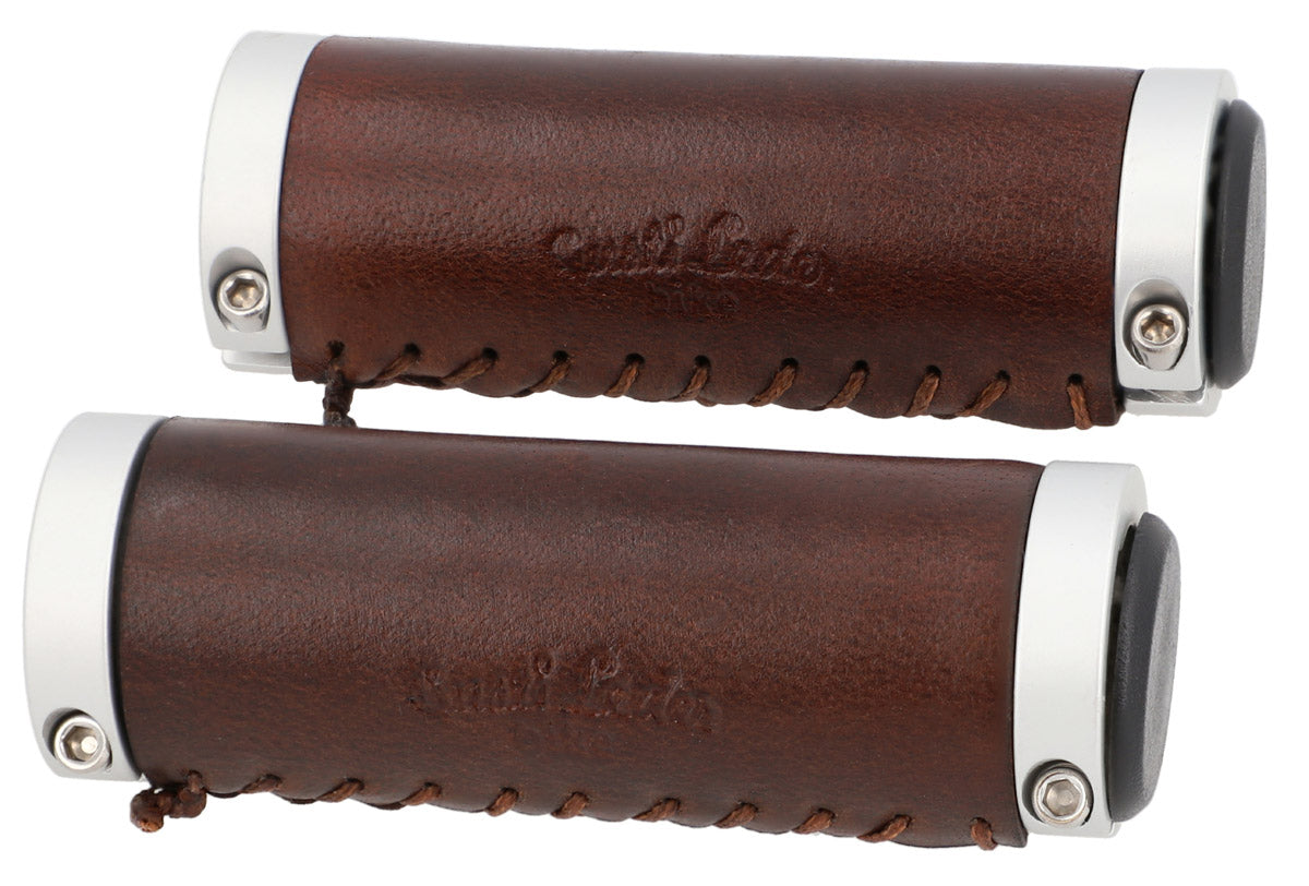 Genuine leather bicycle grips short 