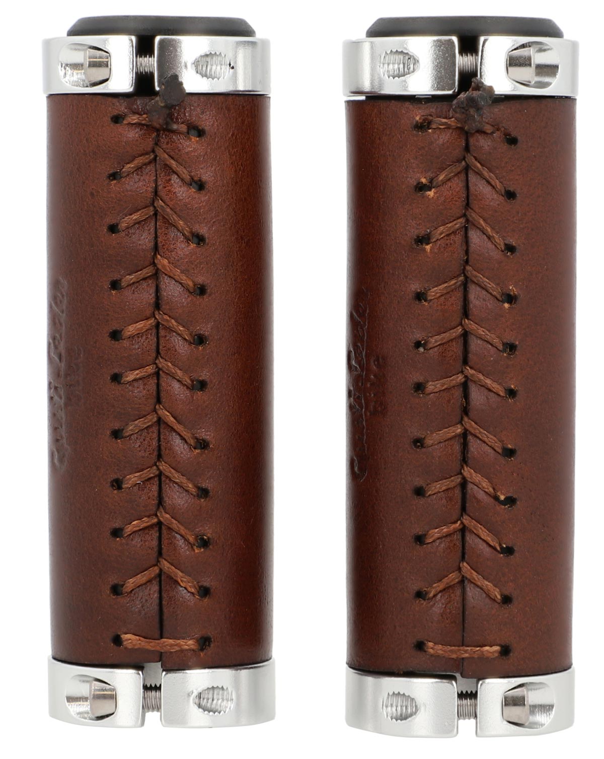 Genuine leather bicycle grips short 