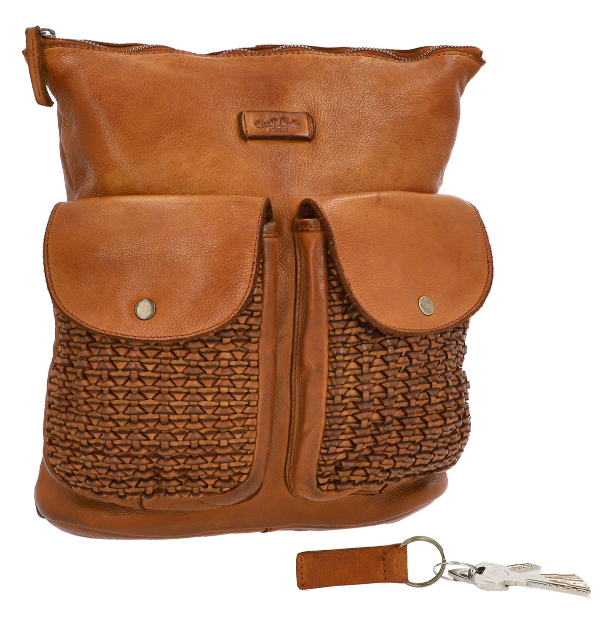 alain faux leather backpack Gusti leather Backpack leather Backpack vintage with keyring women brown leather
