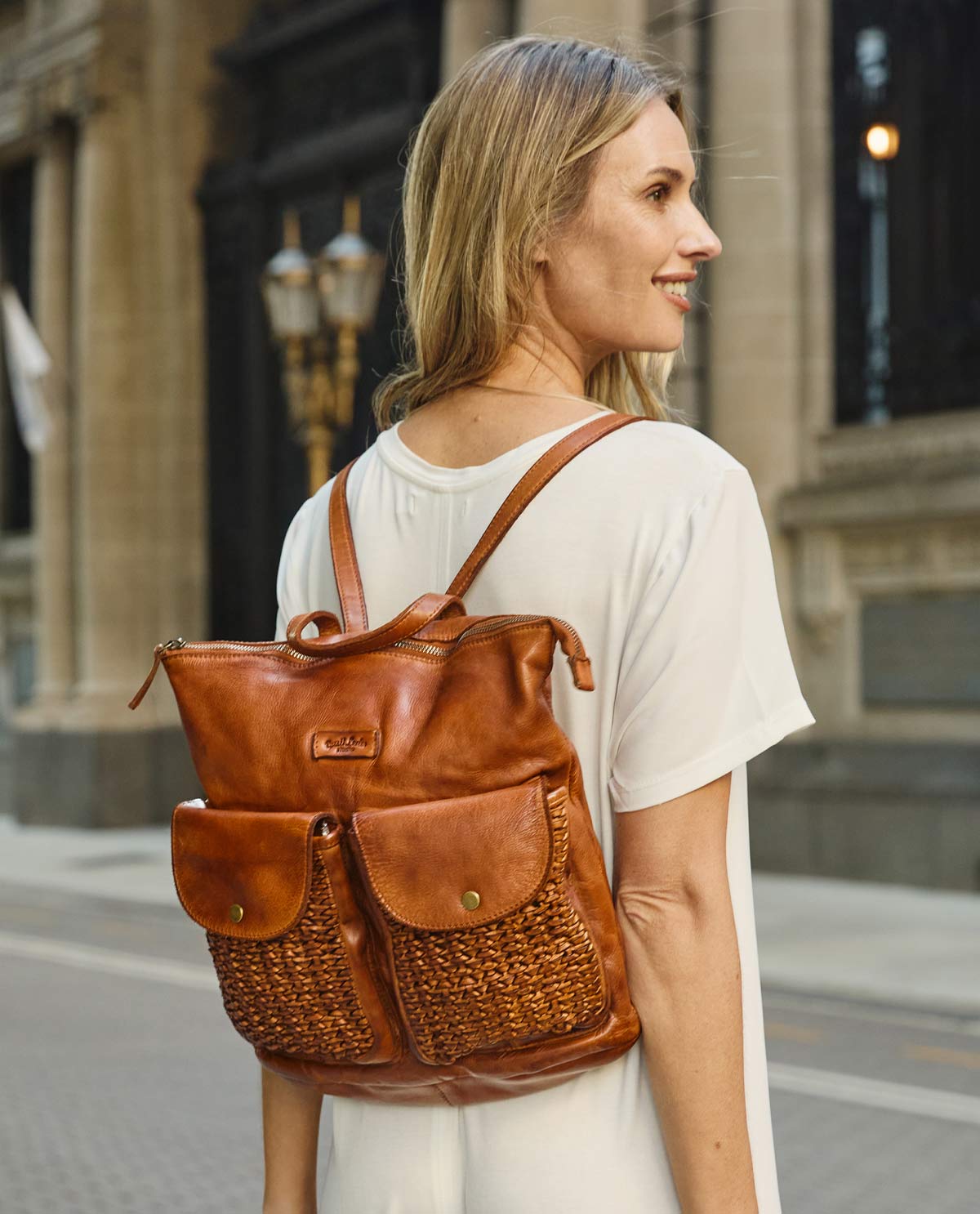 boho backpacks leather Gusti leather Backpack leather Backpack vintage with keyring women brown leather