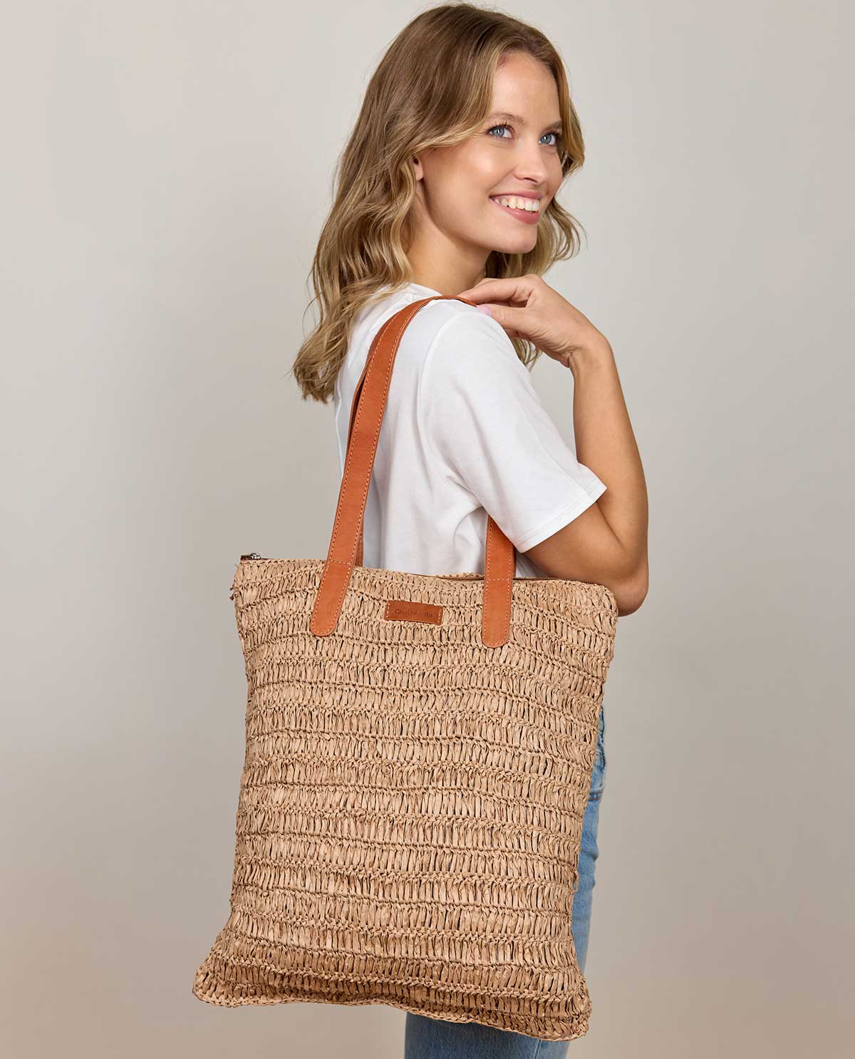 CDL Hand Stitched Mini Basket ベージュ Handtasche 