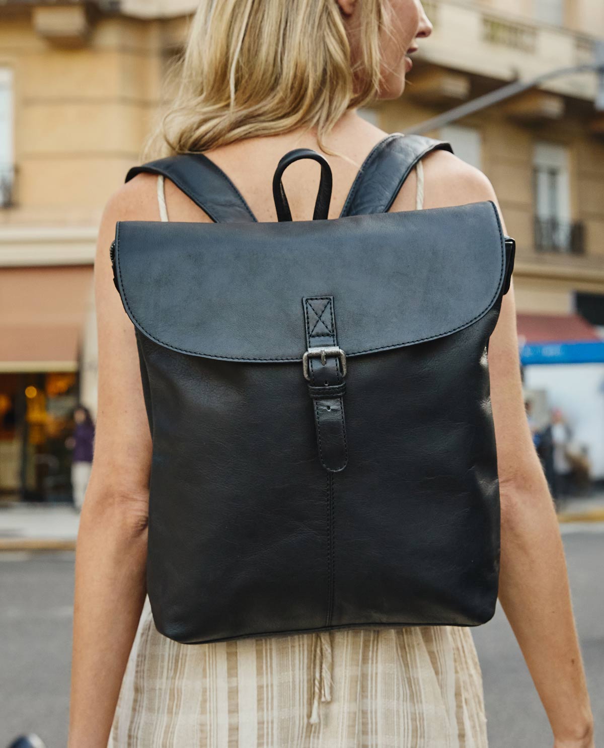 backpacks leather women& 39 Gusti leather Courier backpack leather backpack with zip and buckle anti theft women men Designed in Berlin Black leather