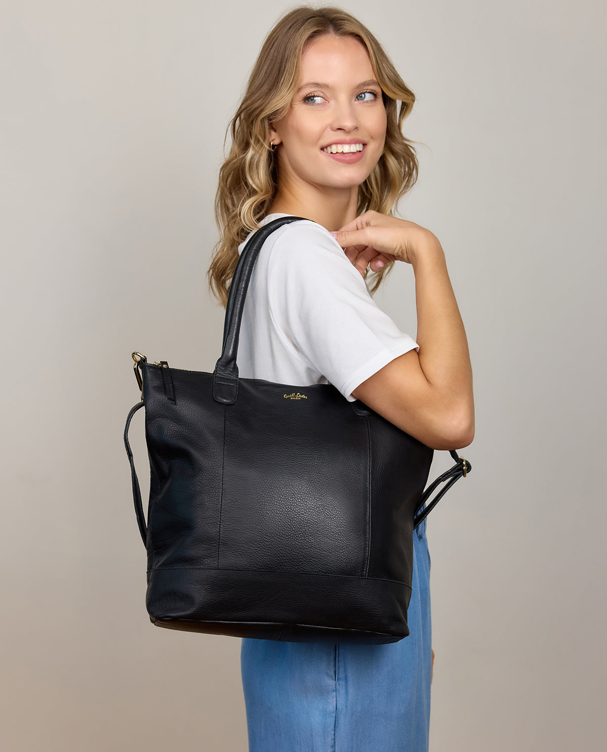 バッグ black leather bag Shopper 