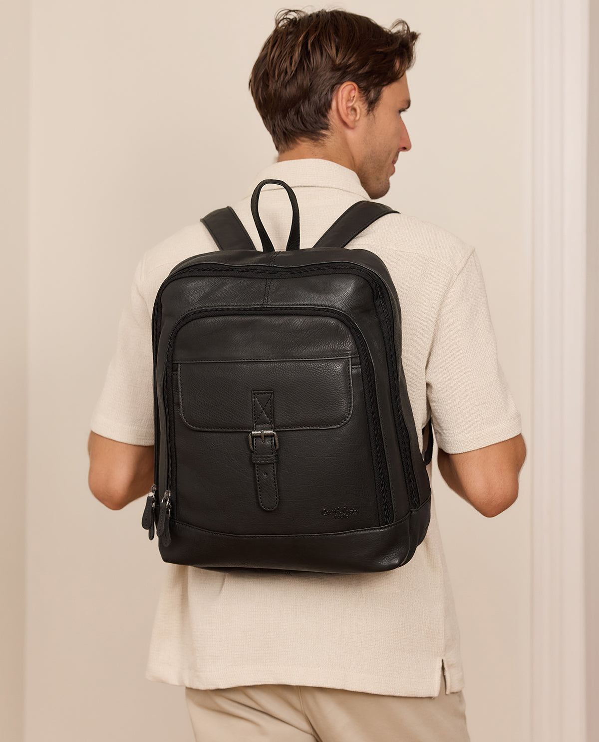 backpack with leather base Gusti leather Vegetable tanned backpack leather backpack men women vintage Black leather