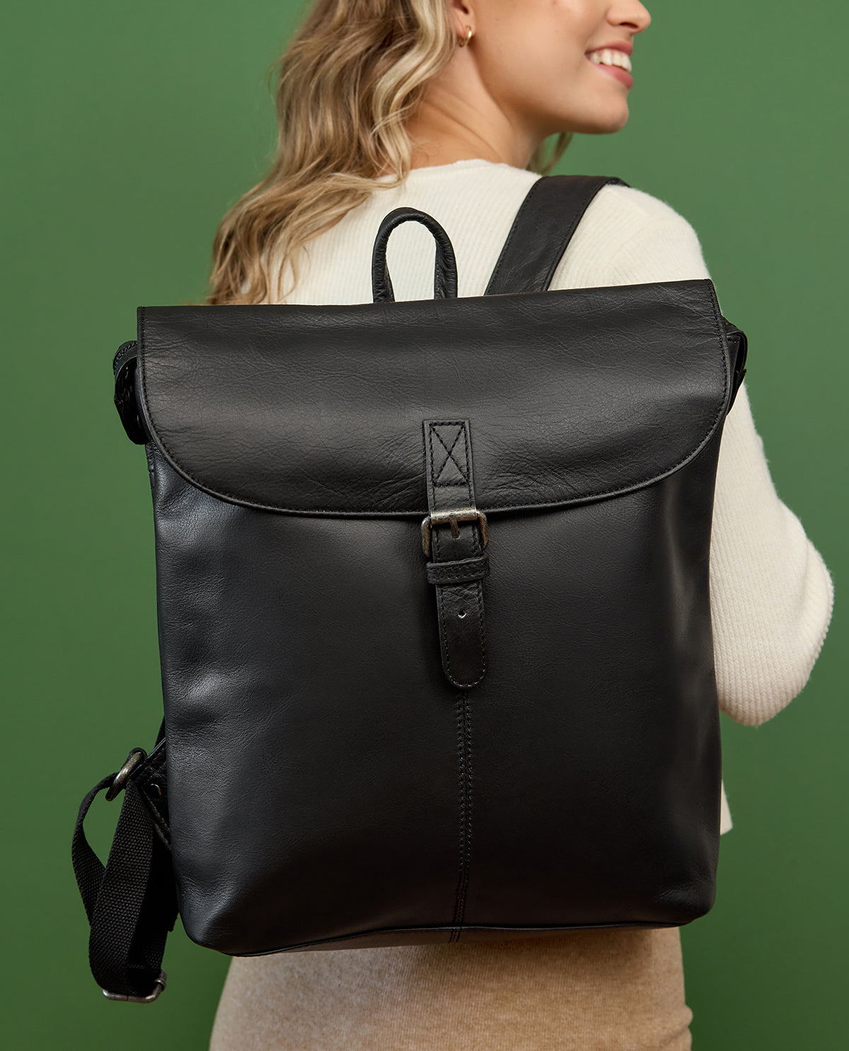 backpacks leather women& 39 Gusti leather Courier backpack leather backpack with zip and buckle anti theft women men Designed in Berlin Black leather