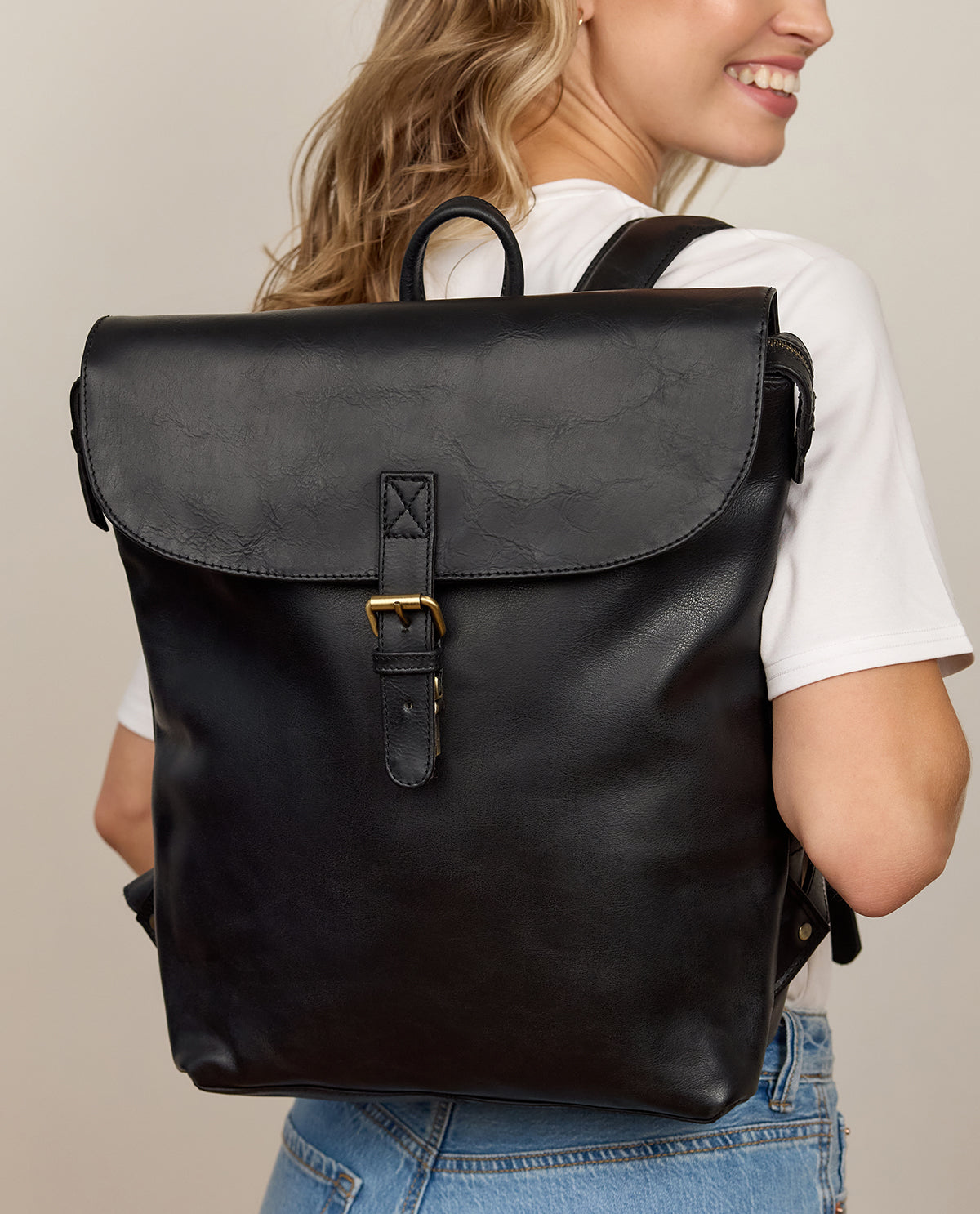 Leather bike backpack 